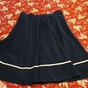 Modcloth Navy Blue Skater Skirt with White Trim
